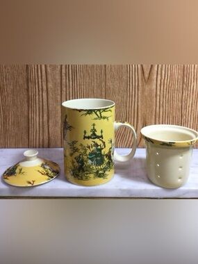 Vintage World Market Oriental Tea Cup With Infuser Insert